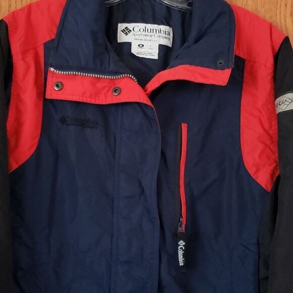 EUC Ladies Navy Blue Red Columbia Coat Jacket Sz M - Picture 2 of 6